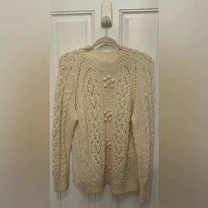 NWT J Crew Ivory Cream Cable Knit Pullover Sweater